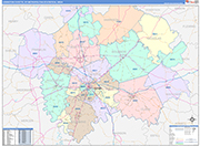 Lexington-Fayette Metro Area Wall Map Color Cast Style